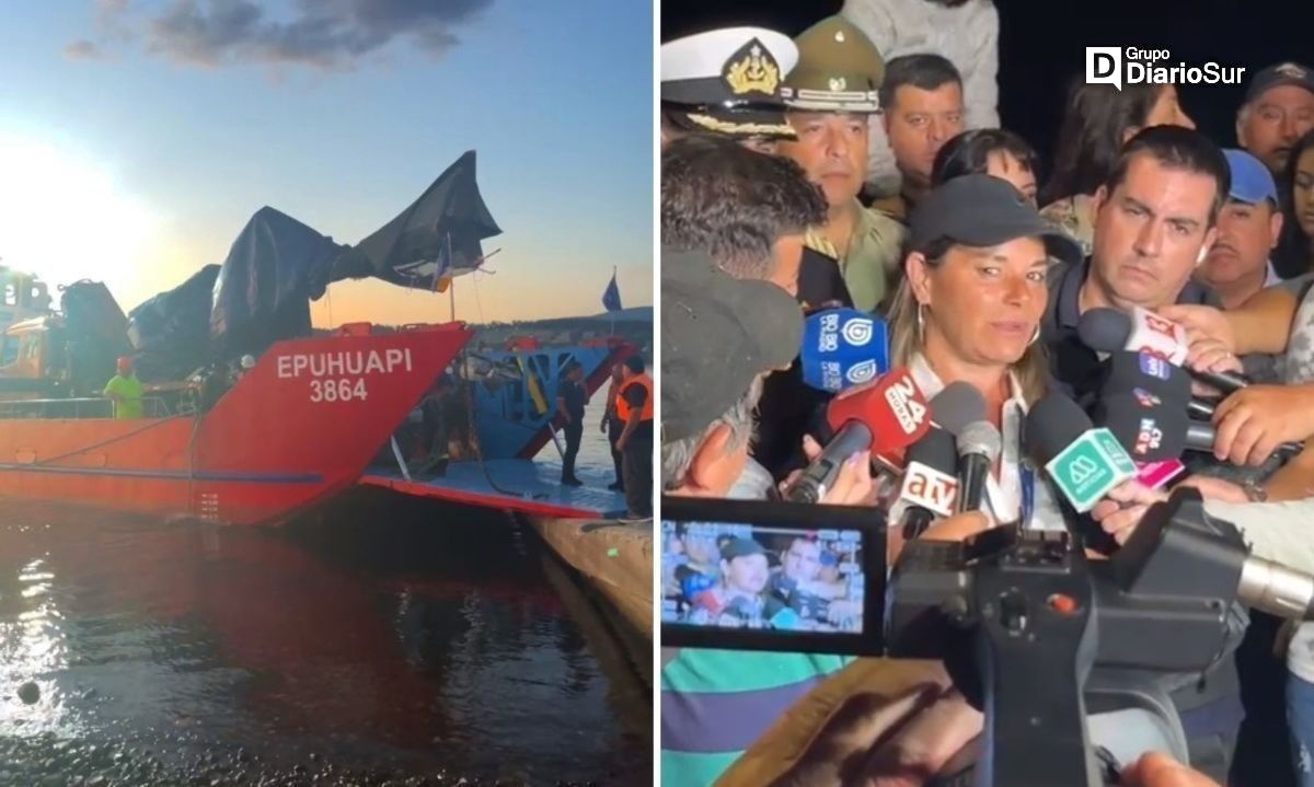 Arribó a Futrono barcaza transportando el helicóptero reflotado desde el lago Ranco