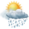 Cielos nubosos con lluvia moderada